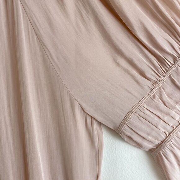 RAMY BROOK Silk Dress Sz M Pink Long Sleeve Romantic Flowy Sheer Coquette Boho - Picture 3 of 16
